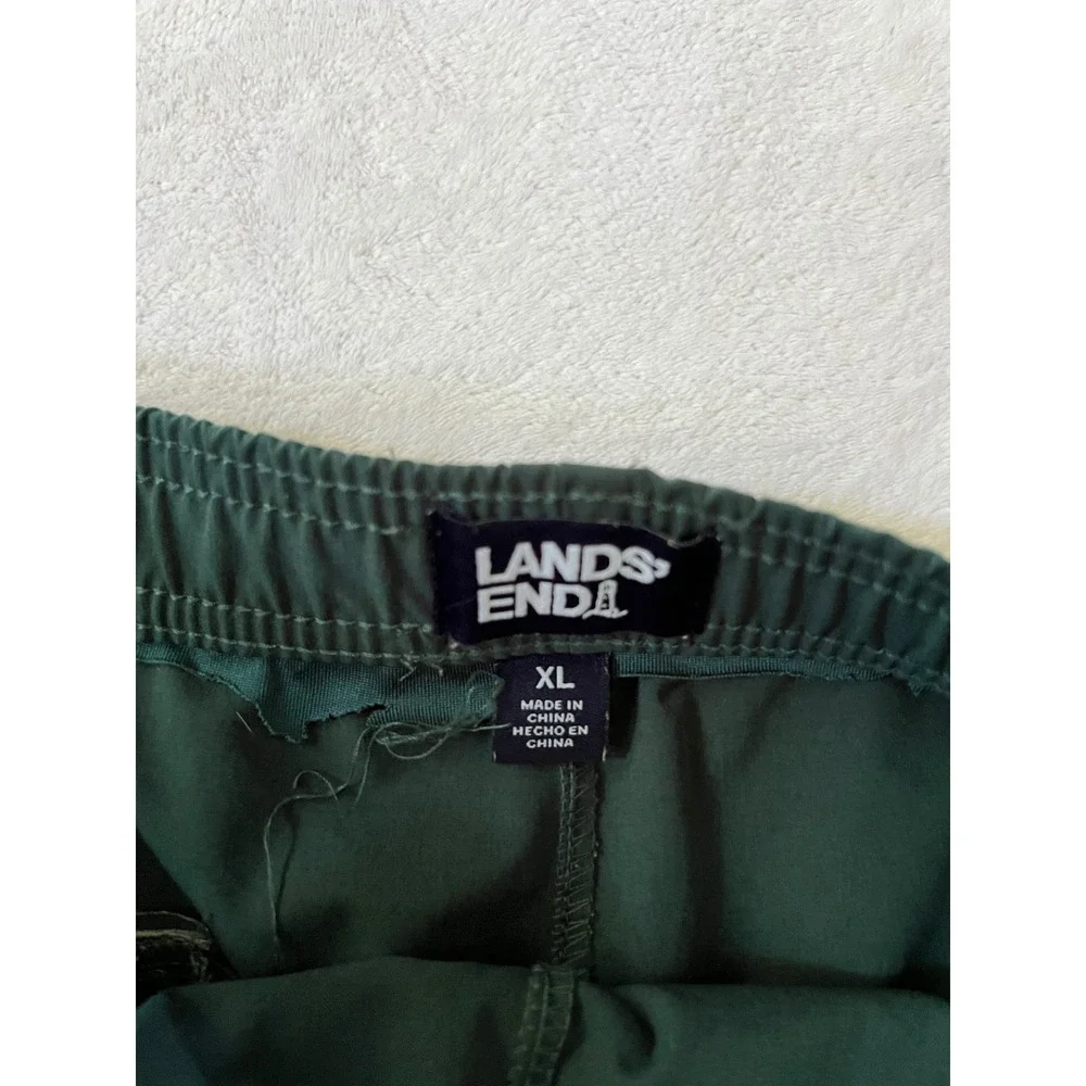 Lands End Swim Trunks Forest Green Elastic Waist Drawstring XL